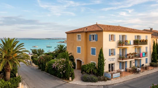 Résidence d'hébergement touristique à façade méditerranéenne à Balaruc-les-Bains avec vue sur l'étang de Thau